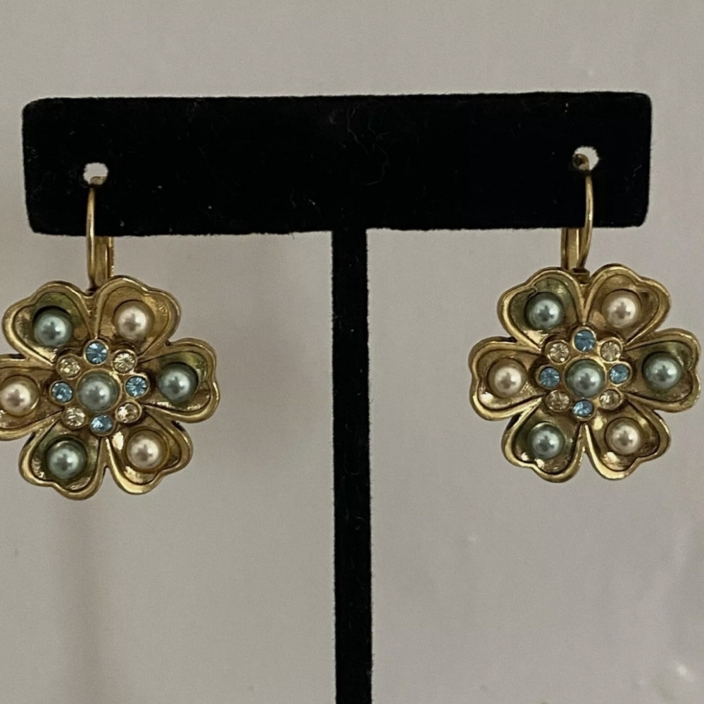 Vintage Pearl and Rhinestone Earrings